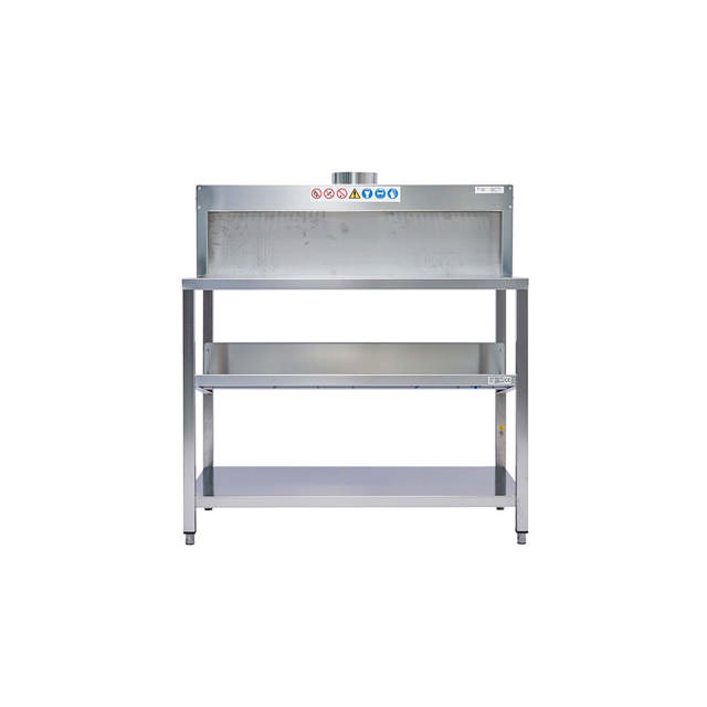 Banco de trabajo industrial 120 cm con campana de extracción - Banco de trabajo reforzado para uso industrial