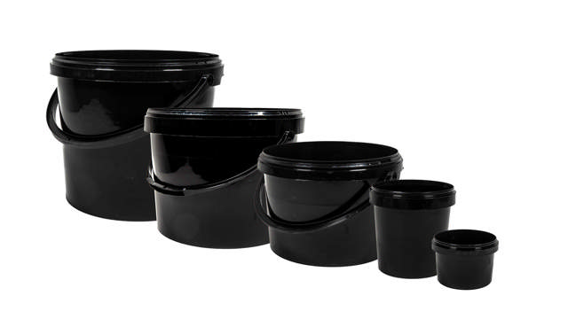 GAD - Vaso plástico negro para pintura con tapa