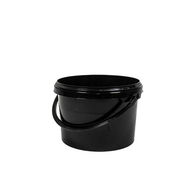GAD - Vaso plástico negro para pintura con tapa