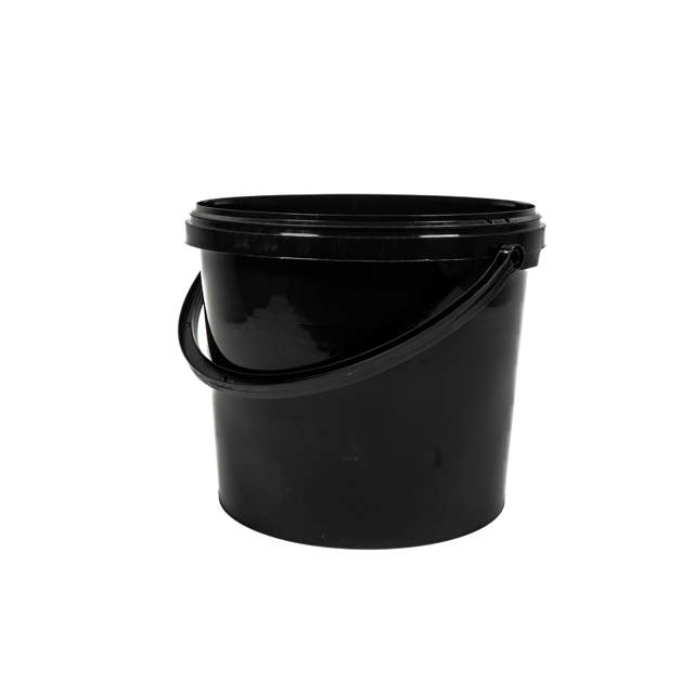 GAD - Vaso plástico negro para pintura con tapa