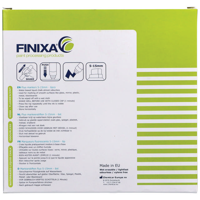 MAR 21 - Fluo markeerstift groen 6 st. 5mm-15mm